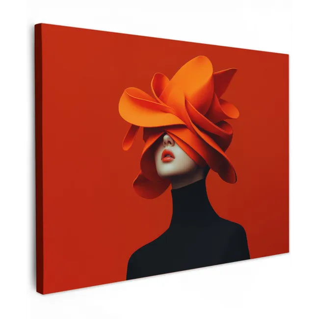 Canvas Print - Orange - Hat - Woman