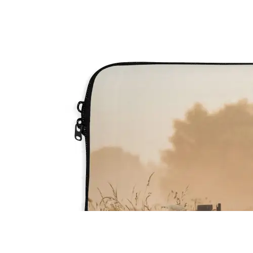 Hek - Natuur - Mist - Veld laptophoes neopreen klein -detail