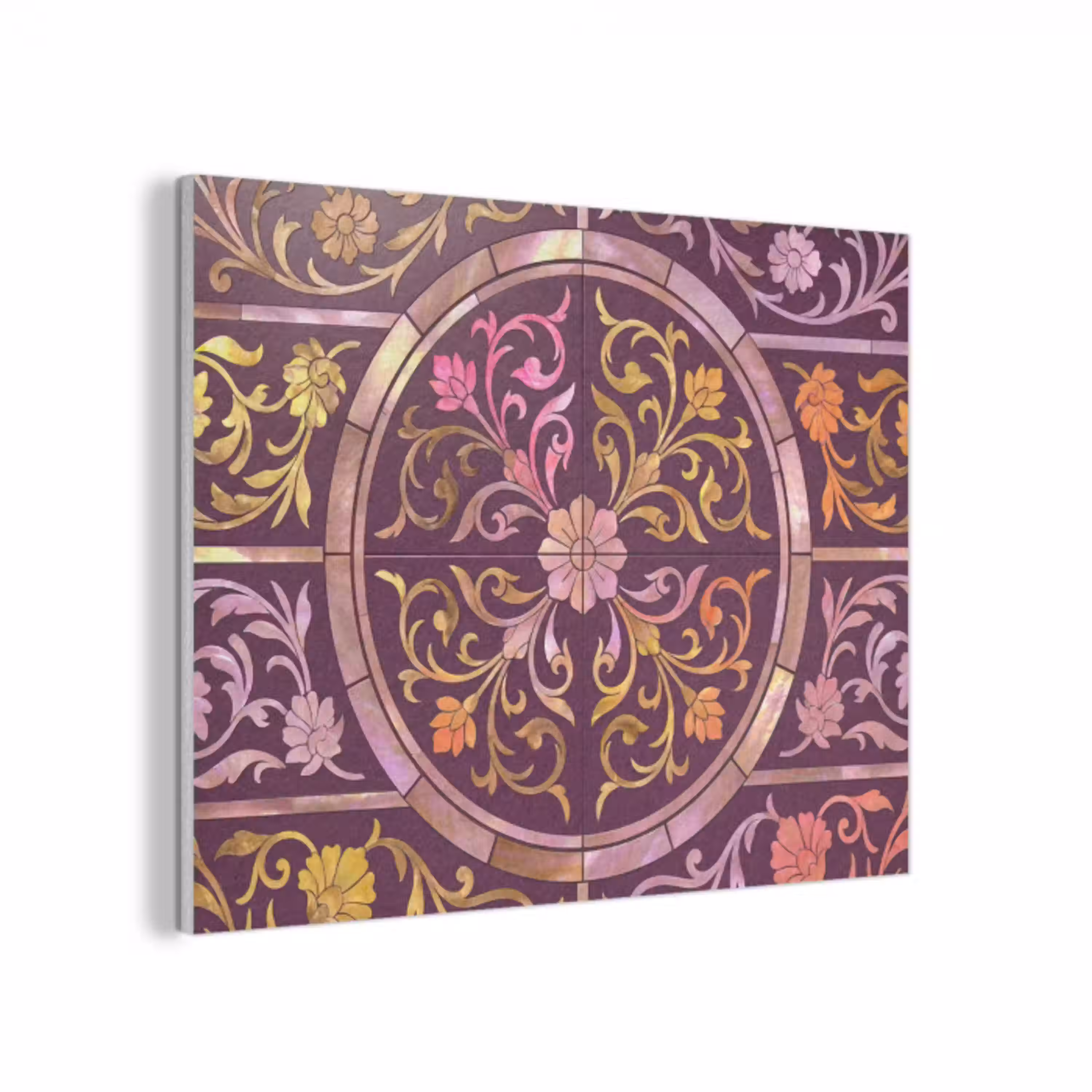 Patroon - Floraal - Oosters - Paars - Goud PET vilt klein -3d