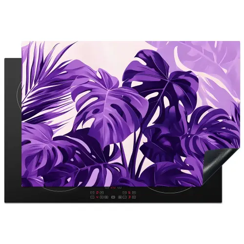 Bladeren - Paars - Tropisch - Abstract Inductie beschermer vinyl 3mm klein -3d