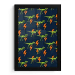 Bliksemschichten - Oranje - Dinosaurussen fotolijst zwart zonder passe partout klein -3d