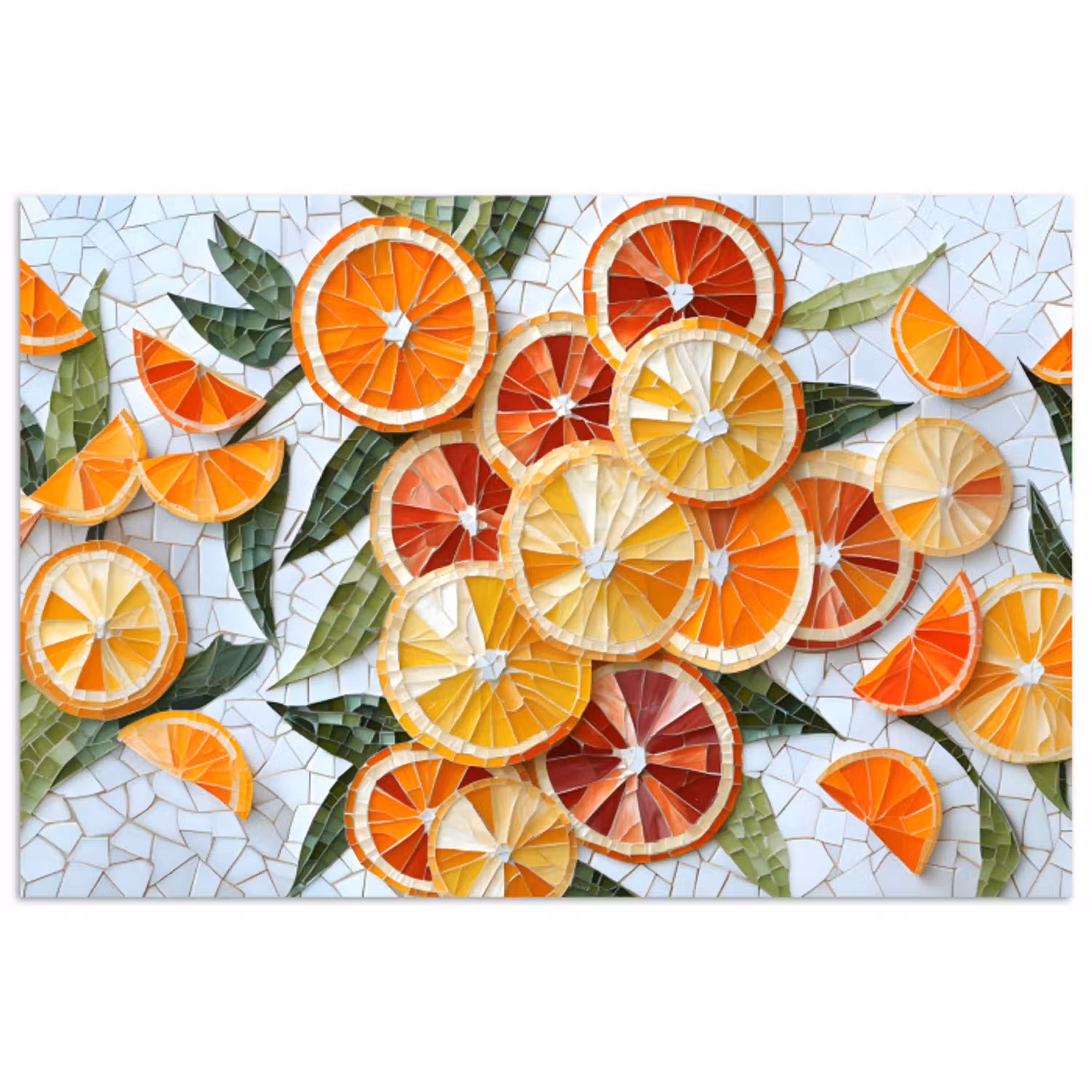 Schijfjes - Fruit - Oranje - Mozaïek poster papier klein -3d