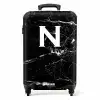Letter N - Marmer - Zwart - Marmer print NBS - Handbagage koffer - Unisex middel -productfoto_recht