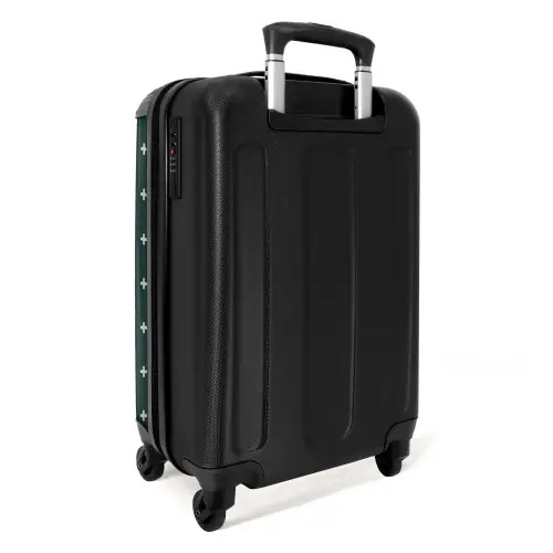 Patronen - Plus patroon op grijsblauw NBS - Handbagage koffer - Kinderen Unisex middel -achterkant