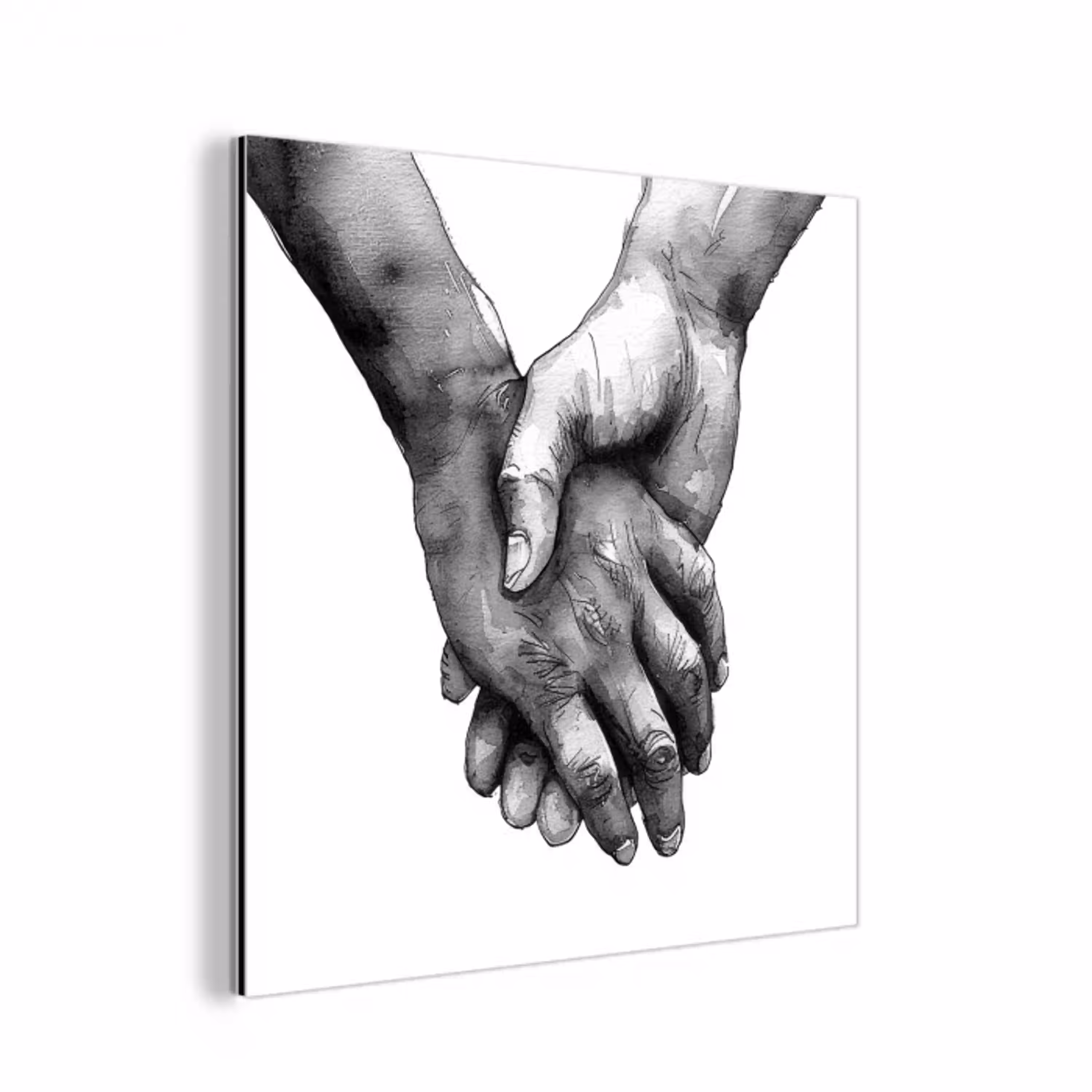 Handen - Zwart wit - Modern - Kunst aluminium wit klein -3d