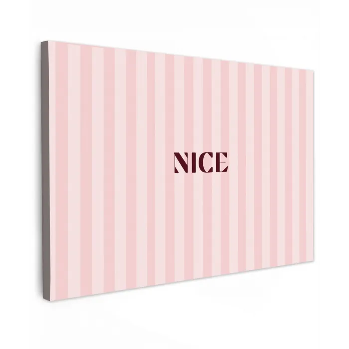 Nice - Strepen - Roze Tuinposter op houten frame 2 cm dik klein -3d