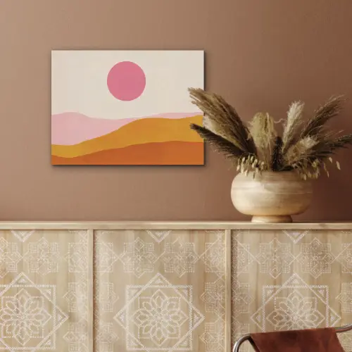 Zon - Heuvels - Abstract - Roze PET vilt klein -sfeer4