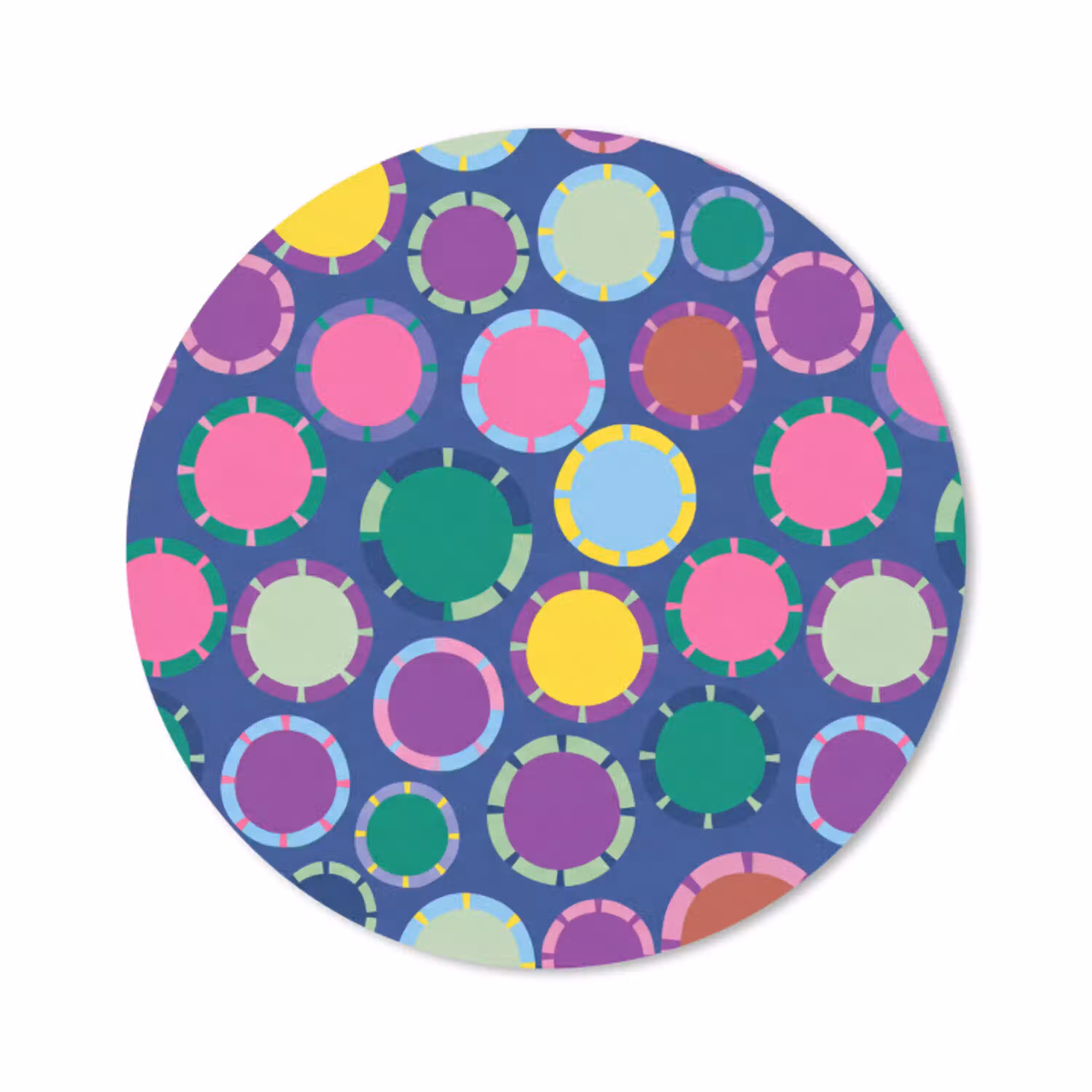 Patroon - Cirkels - Abstract - Kleurrijk Muismat rond klein -3d