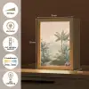 Tropisch landschap - palmbomen - Bloemen - Roze lucht Light Box met kabel (Tafellamp) klein -USP_NL