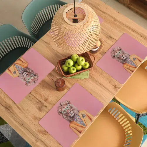 Leeuw - Pak - Geruit - Bril Placemat vinyl groot -zzsfeer5_Kitchenyeah-website