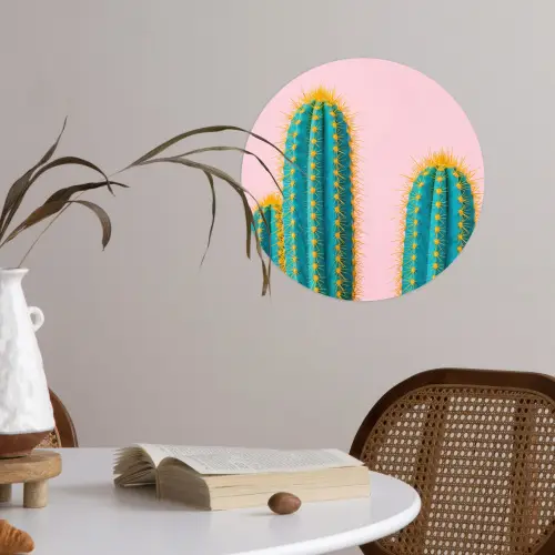 Cactussen - Modern - Pastel Wandcirkel behangsticker klein -sfeer3
