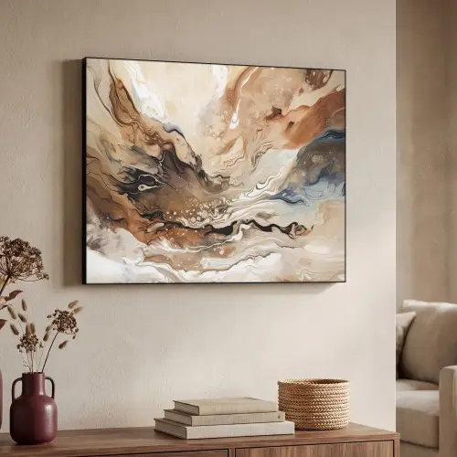 Abstract - Kunst - Verf - Beige - Modern Textielframe - compleet frame klein -sfeer3
