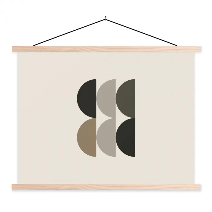 Halve cirkels - Aardetinten - Grafisch textielposter latten blank klein -3d