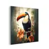 Toekan - Vogel - Bloemen - Planten aluminium wit klein -3d