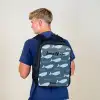 Walvis met golven patroon blauw Rugzak - Zwart middel -sfeer8