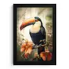 Toekan - Vogel - Bloemen - Planten fotolijst zwart zonder passe partout klein -3d