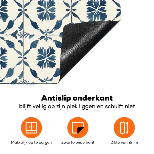 Grafisch - Tegel - Blauw Inductie beschermer vinyl 3mm klein 276 -zzzzzzz-td-onderkant