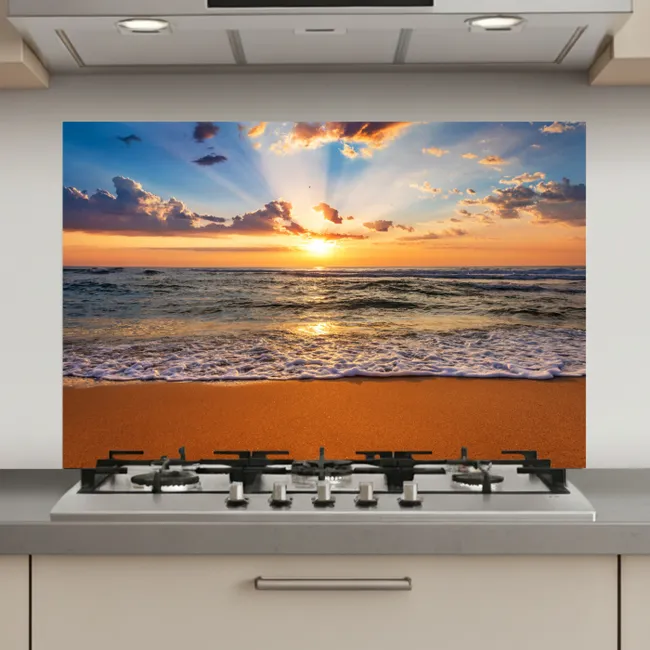 Strand - Zonsondergang - Zee - Wolken - Horizon keuken achterwand spatscherm klein -3d_website