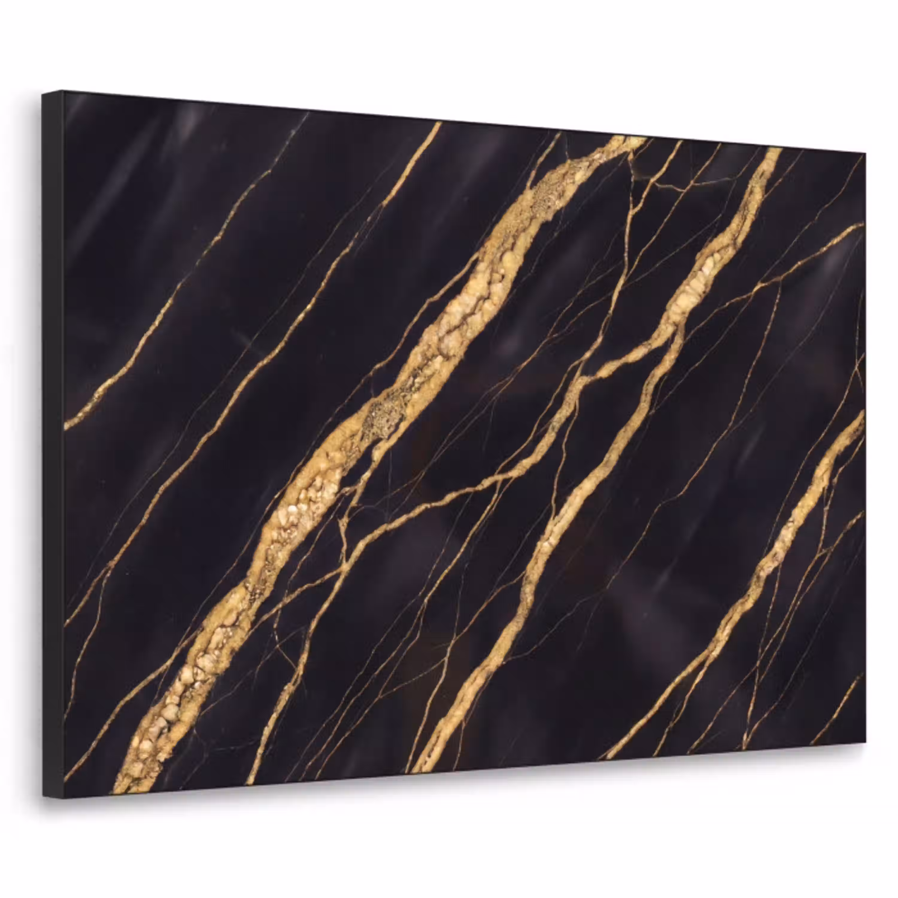 Marmer - Goud - Textuur - Abstract - Zwart Textielframe zwart klein -3d