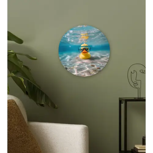 Duikbril - Eend - Water Wandcirkel kunststof plaat 5mm dik klein -sfeer3