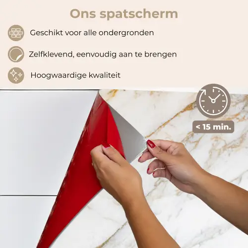 Marmer - Steen - Wit - Goud - Marmerlook - Steen - Luxe keuken achterwand spatscherm klein -spatscherm_NL