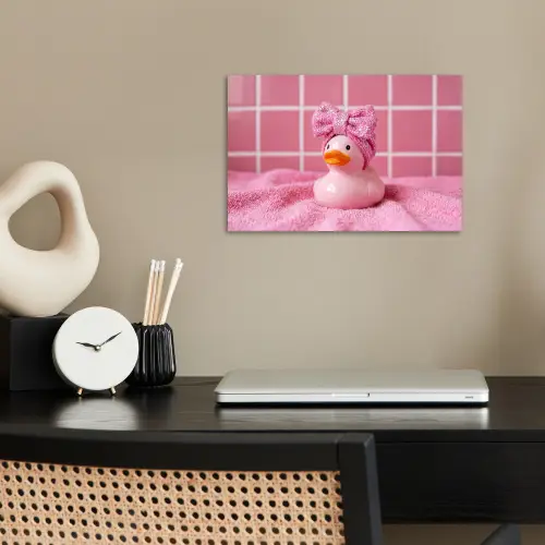 Badeend -Strik - Roze poster papier klein -sfeer1