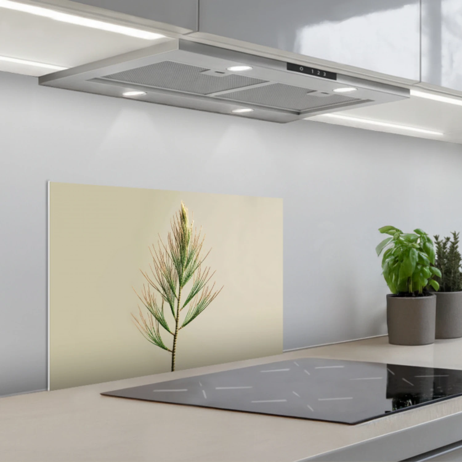 Dennentak - Naaldvormige bladeren - Lichtgroen keuken achterwand spatscherm klein -3d_schuin