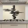 Golven - Penseelstreken - Beige - Minimalistisch keuken achterwand spatscherm klein -3d_website
