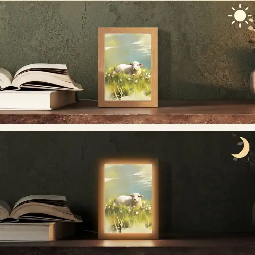 Schaap - Weide - Groen Light Box met kabel (Tafellamp) klein -sfeer3