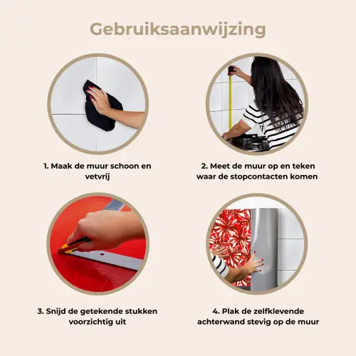 Bloesem - Rood - Patronen - Bloemen keuken achterwand 2 middel 871 -gebruiksaanwijzing_NL