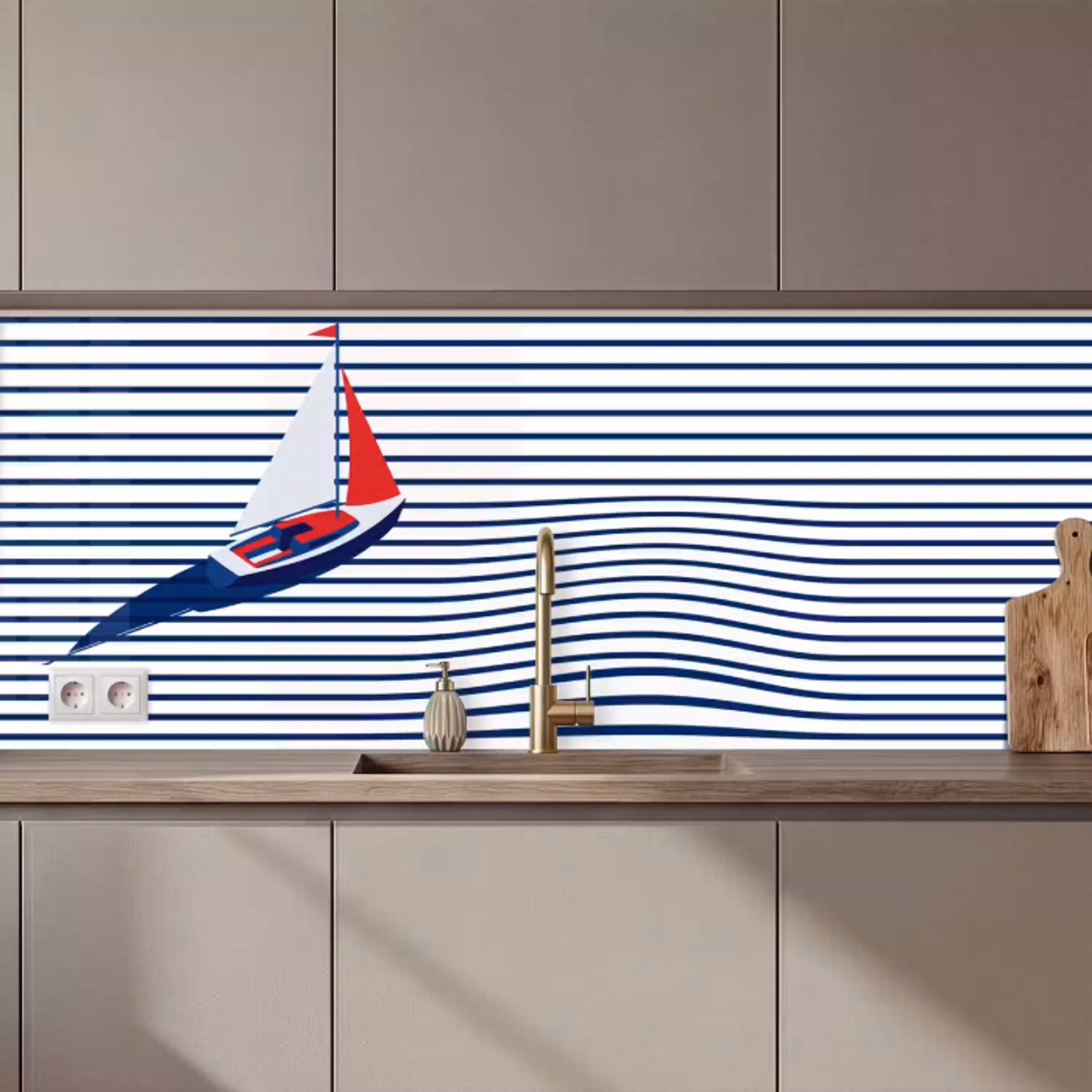 Boot - Water - Abstract - Blauw keuken achterwand 2 middel zz_3dshopping