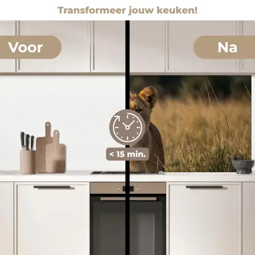 Leeuwin - Gras - Geel keuken achterwand 2 middel -voor-na2_NL