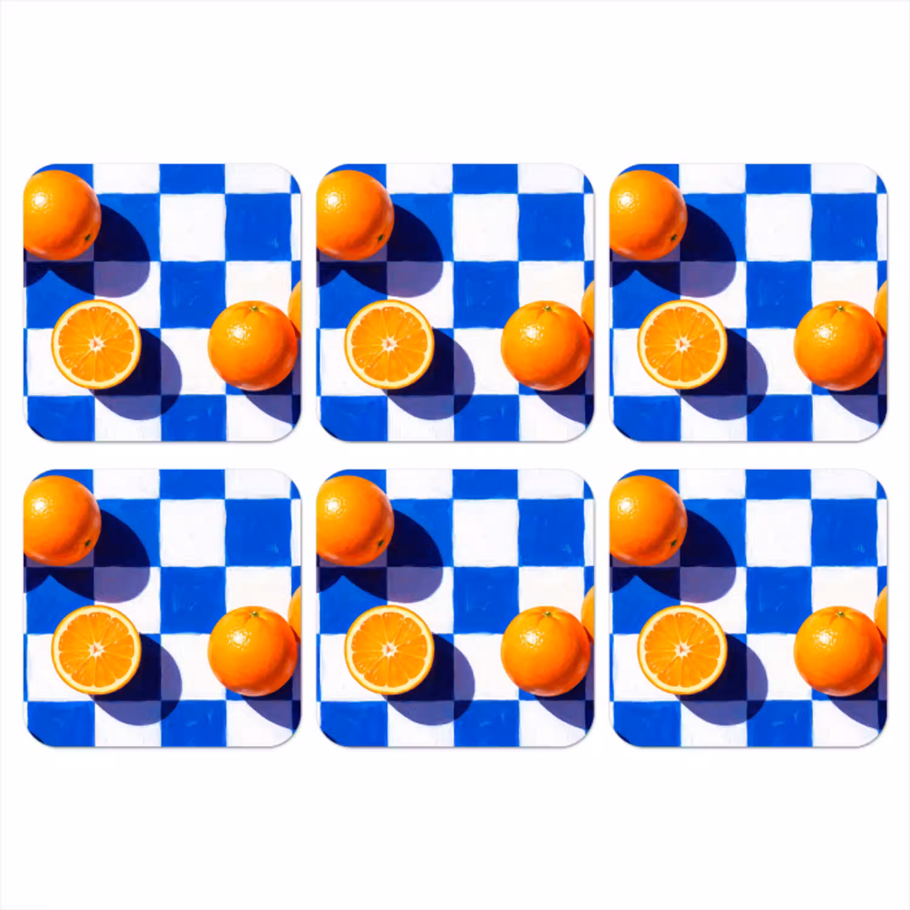 Sinaasappel - Geruit - Eten onderzetter kurk middel -3d