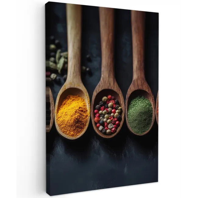 Houten - Lepels - Specerijen - Kruiden Tuinposter op houten frame 2 cm dik klein -3d