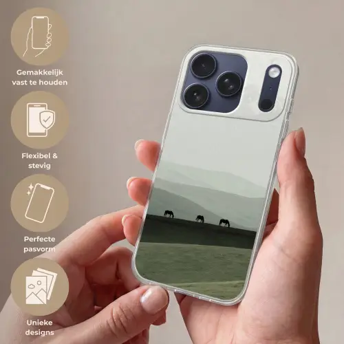 Grijs - Berg - Paarden Telefoonhoesje iPhone 17 Pro klein -sfeer3_NL