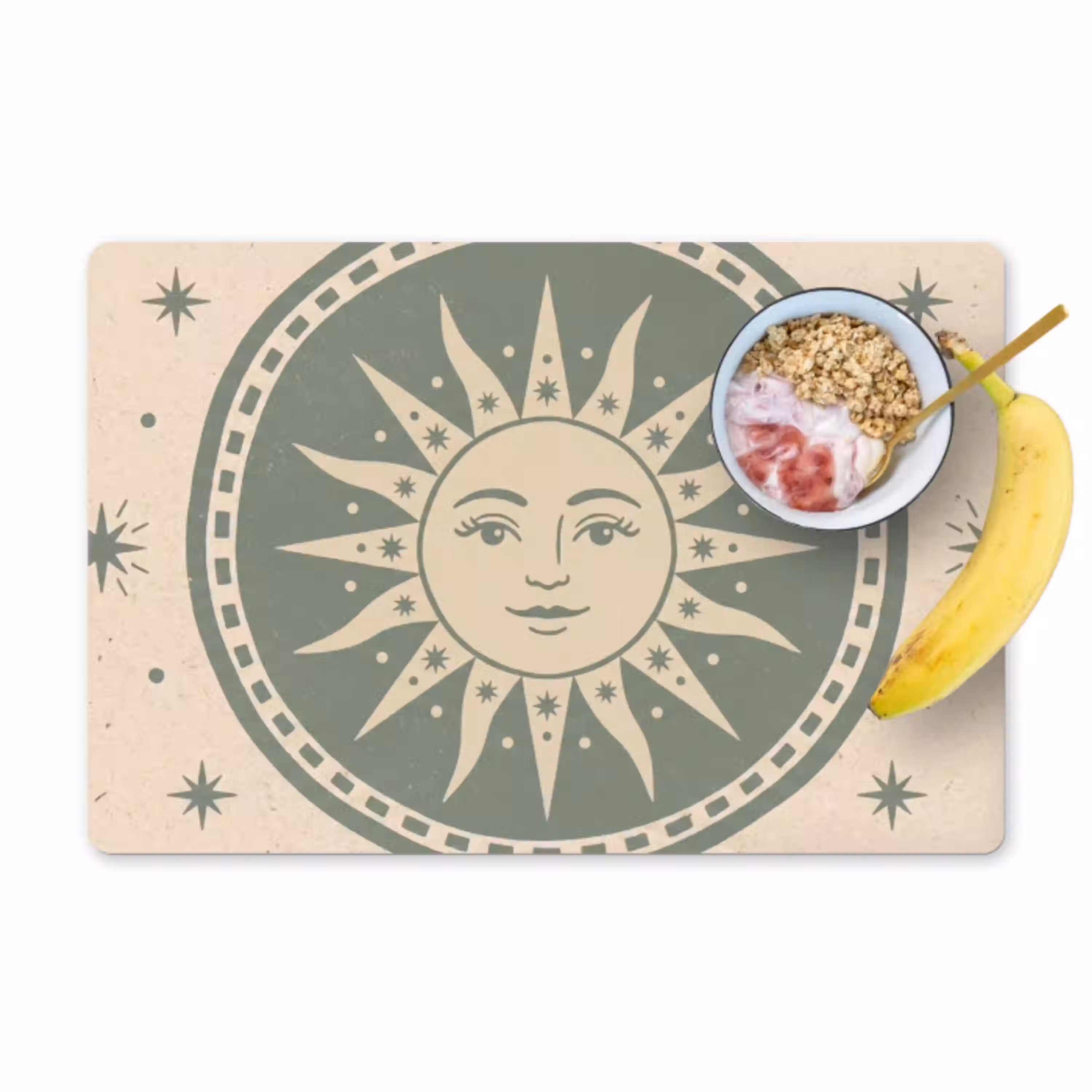 Zon - Sterren - Astrologie - Vintage - Groen Placemat vinyl groot -zzzproduct_Kitchenyeah-website