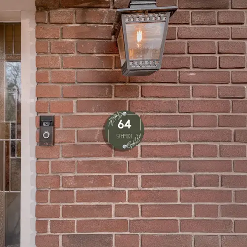 Olijfgroen - Modern Naambord Rond klein -sfeer7-rond-XS