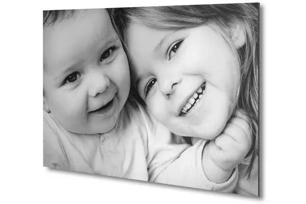 Broertje en zusje op aluminium