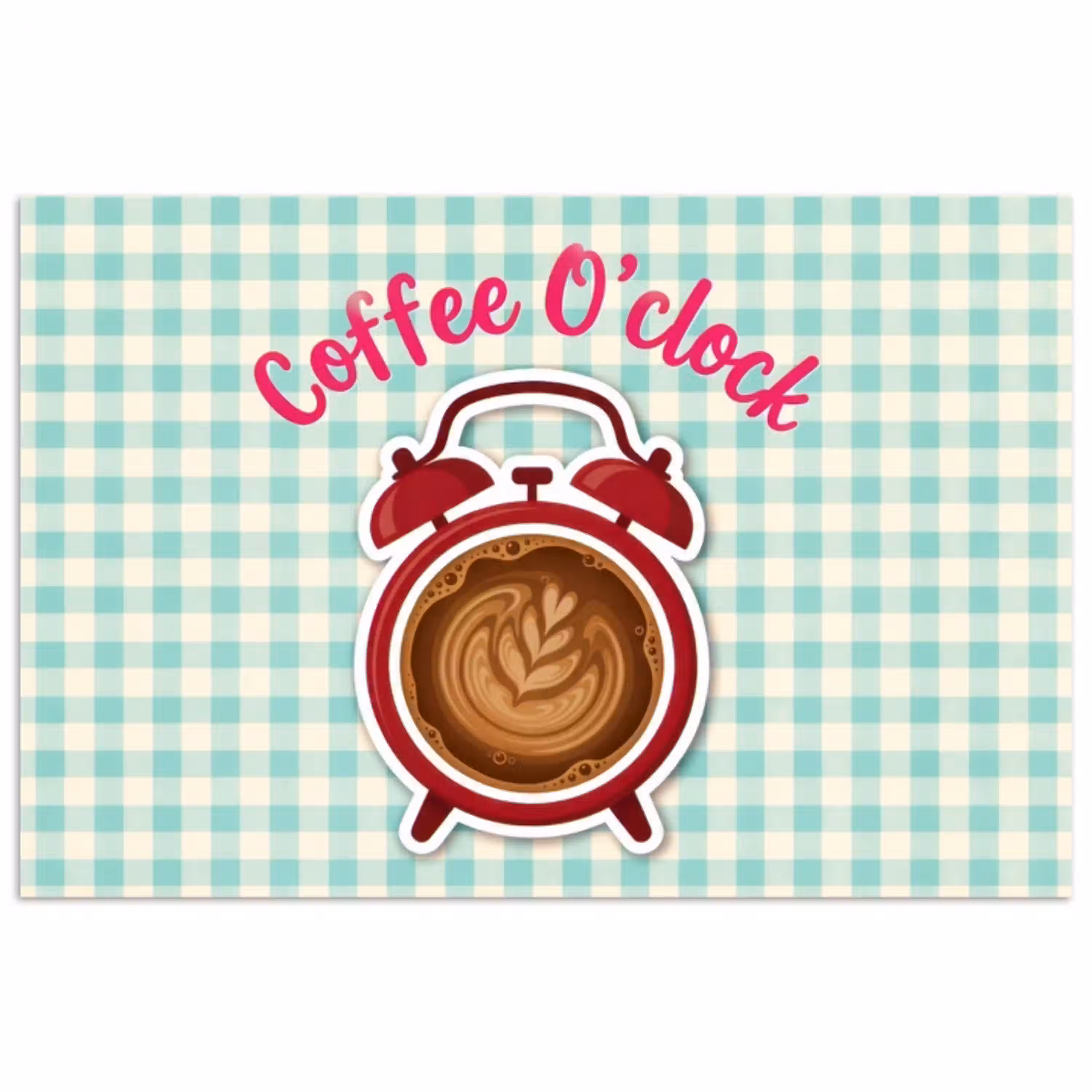 Koffie - Klok - Groen poster papier klein -3d