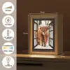 Schotse Hooglander - Sneeuw - Natuur - Dieren - Doorkijk - Winter Light Box met kabel (Tafellamp) klein -USP_NL