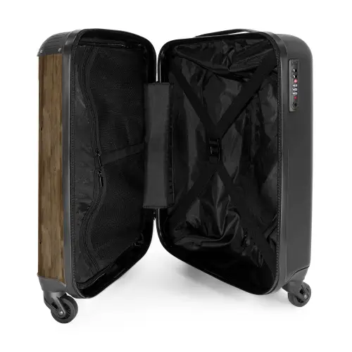 Bruine verticale planken met verweerde houtstructuur NBS - Handbagage koffer - Volwassenen Unisex middel -binnenkant