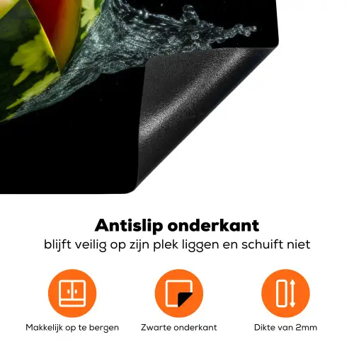 Watermeloen - Zwart - Water - Fruit - Meloen Inductie beschermer vinyl 3mm klein -zzzzzzz-td-onderkant