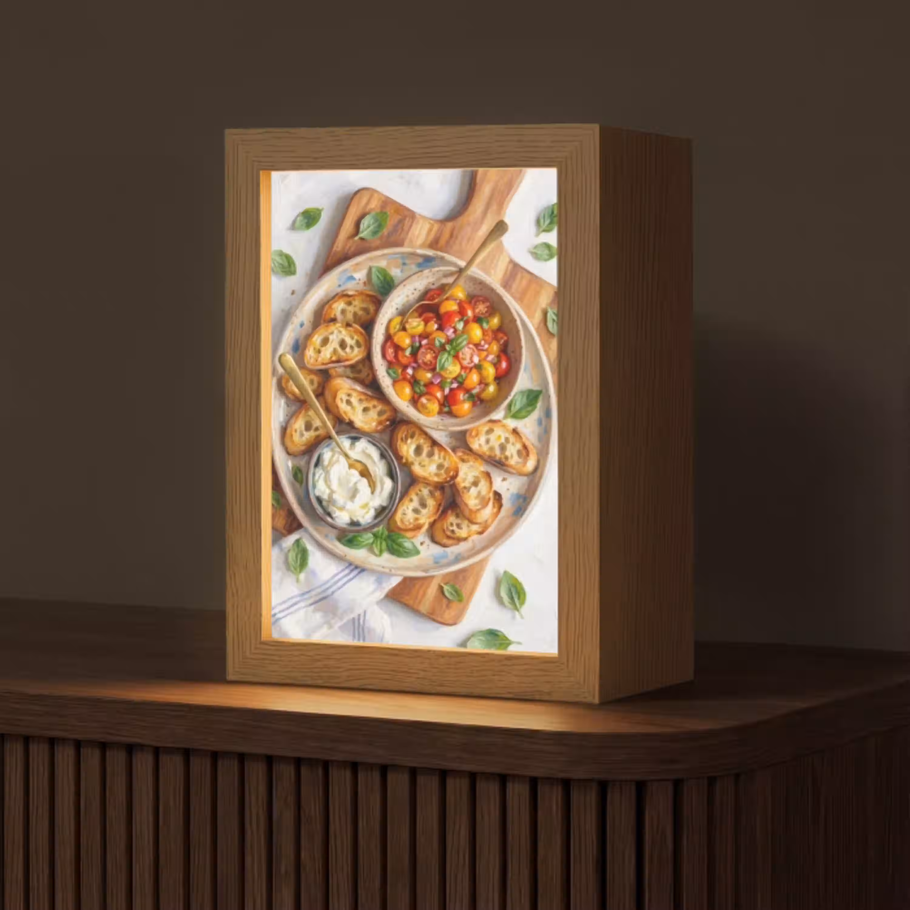 Eten - Tomaat - Brood - Kleurrijk - Keuken Light Box met kabel (Tafellamp) klein -z3d_website