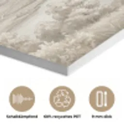 Rivierlandschap - Bergen - Natuur - Vintage - Beige PET vilt klein -closeup_DE