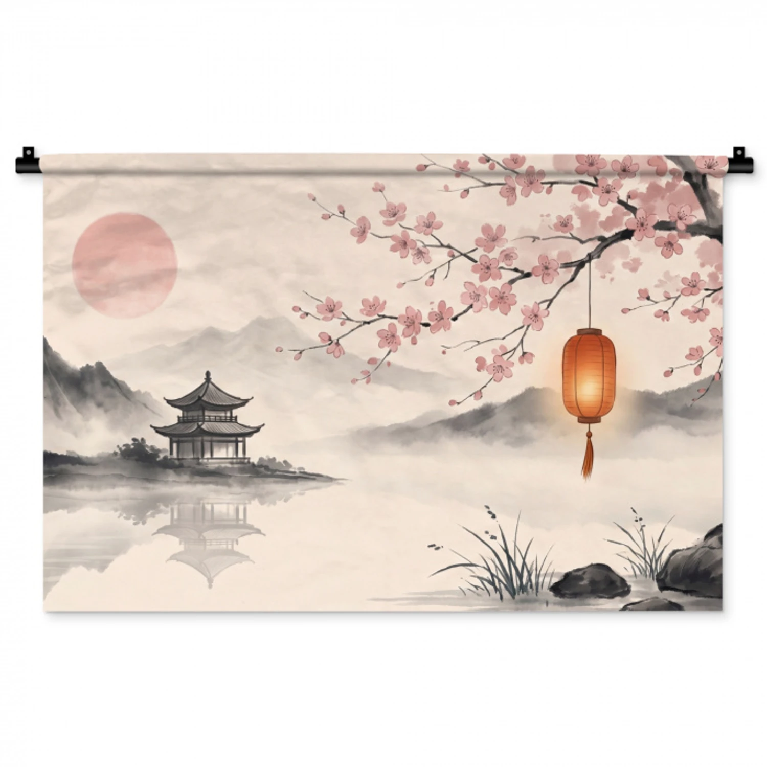 Zon - Japans - Traditioneel Wandkleed katoen middel -zz3d