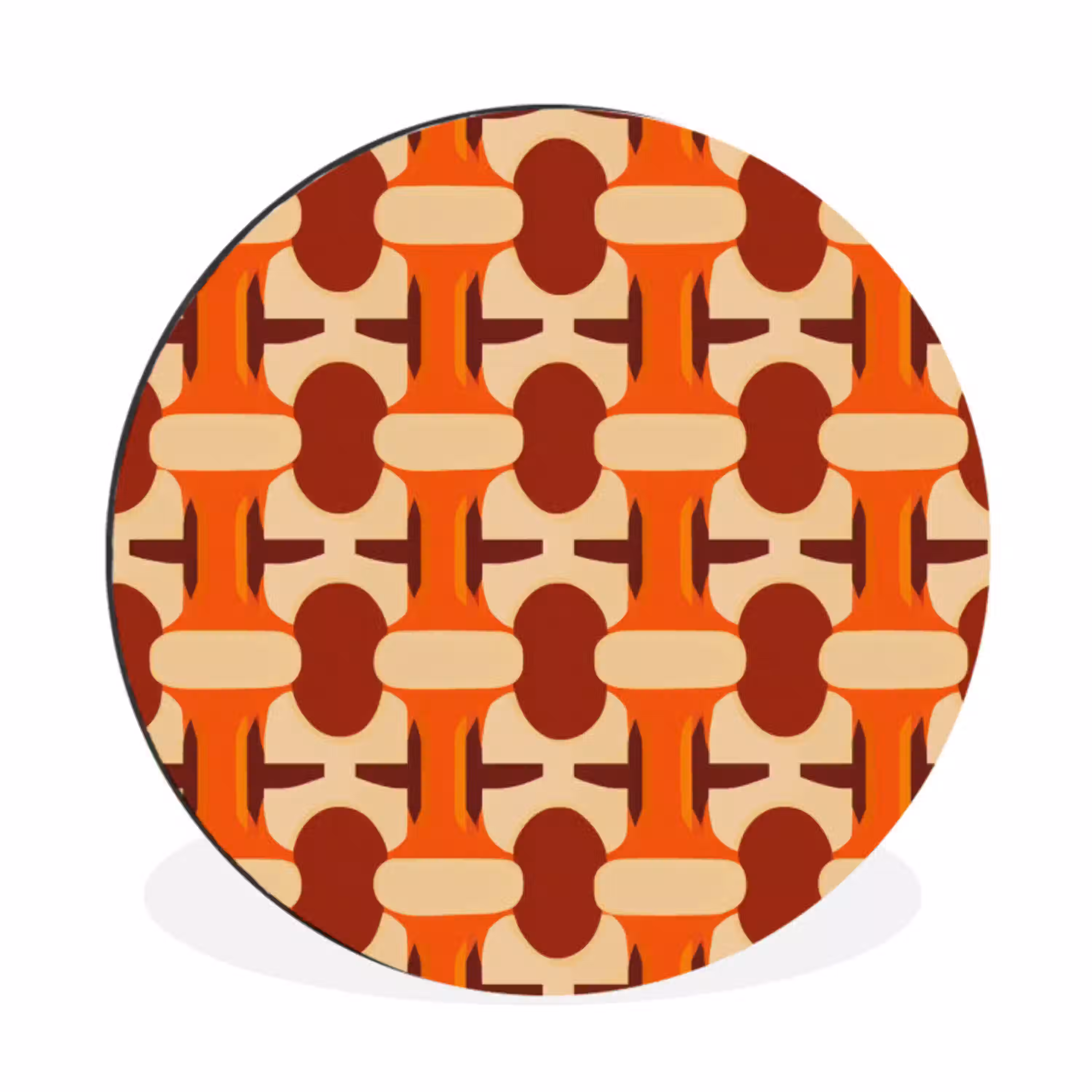 Geometrisch - Retro - Oranje Wandcirkel aluminium klein 190 -3d