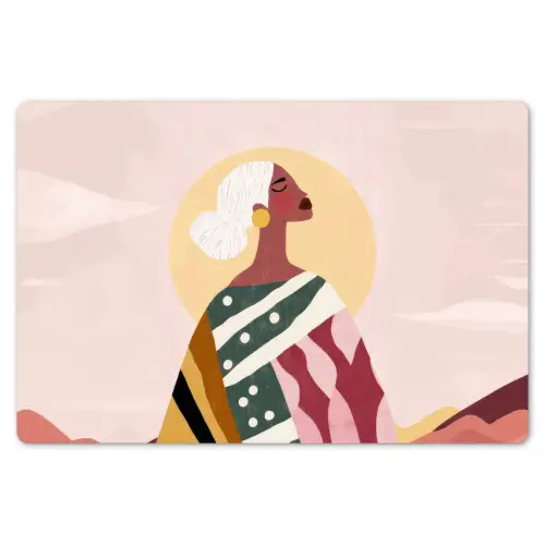Vrouw - Zon - Kleurrijk Placemat vinyl groot -zzsfeer1_Kitchenyeah-website