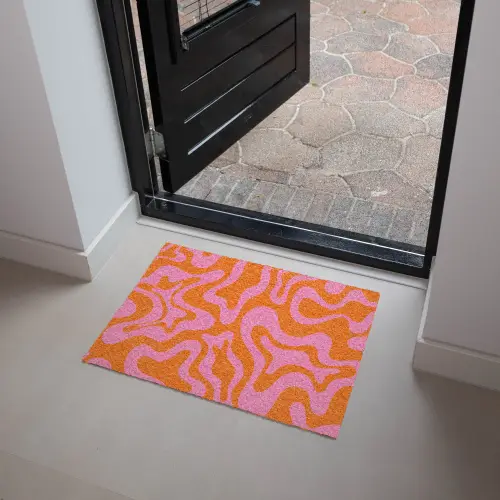 Patroon - Roze - Oranje - Abstract - Modern Deurmat klein -sfeer5