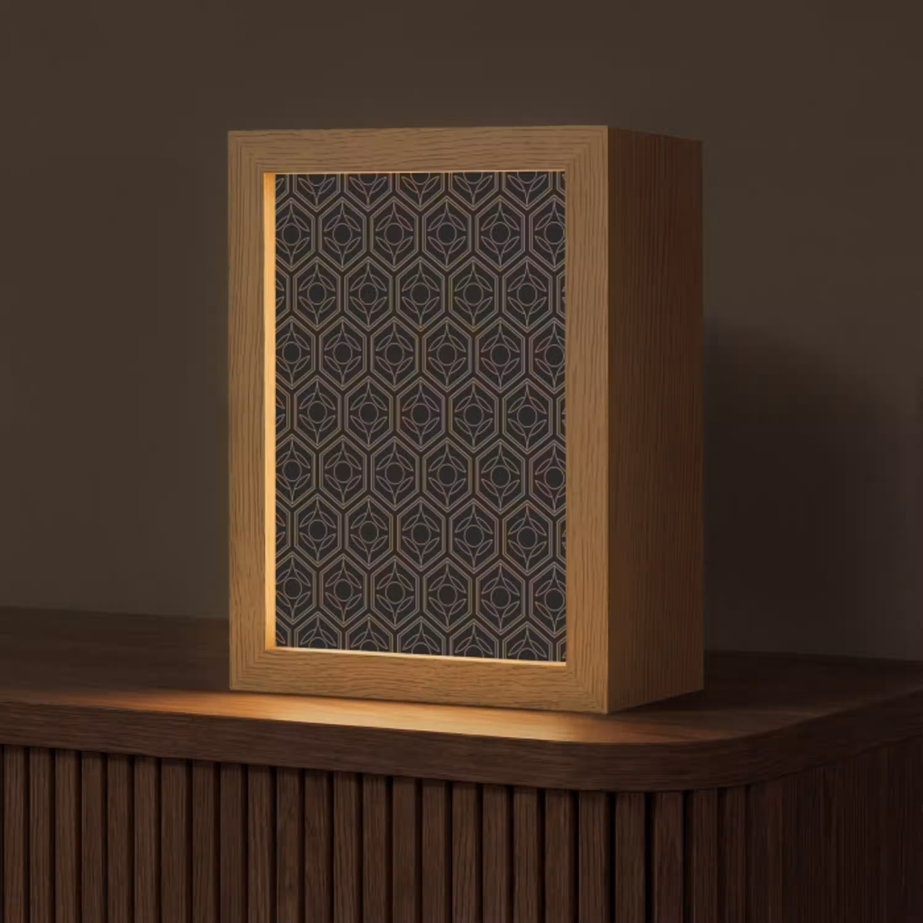 Zwart - Goud - Bloemenkern Light Box met kabel (Tafellamp) klein 925 -z3d_website