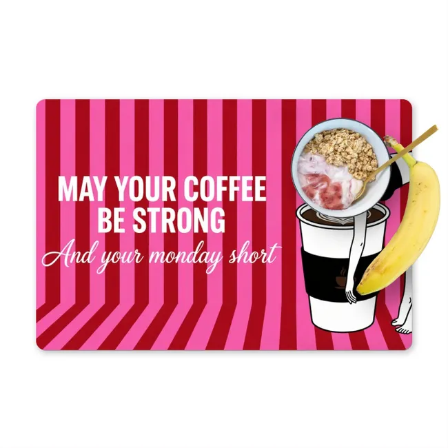 Placemat - 6 stuks - Roze - Strepen - Koffie - Maandag